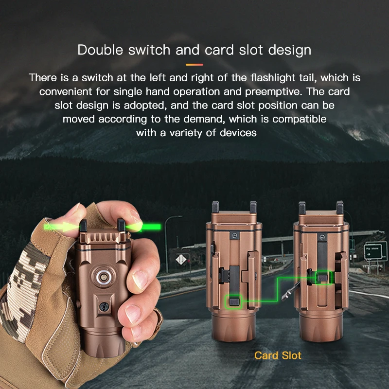 New Dual Diode 2000 Lumen Rechargeable Green Laser Beam Combo Tactical Flashlight