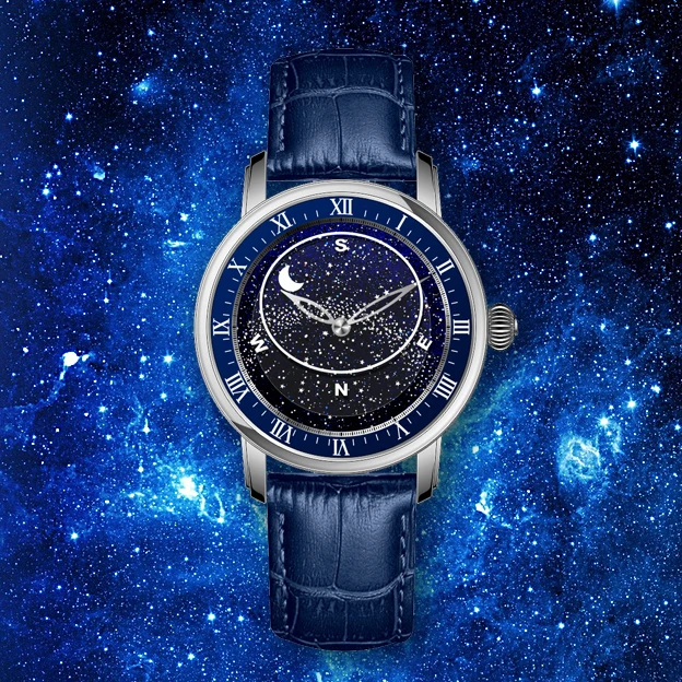 3 ATM Waterproof Luminous Rotating Starry Sky Dial Hand Watch Man Automatic Mechanical Watch