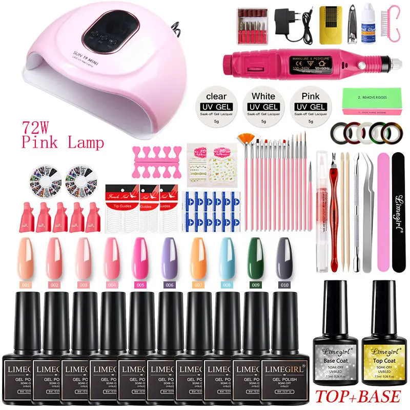 54W 72W Manicure & Pedicure Set Nails Supplies Salon Tools DIY Acrylic Nail Kit Professional Full Set Beauty Nail Complete Kit