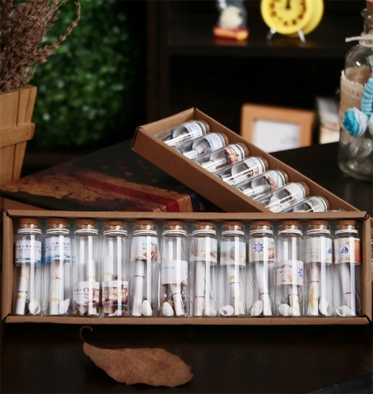 Transparent Glass Bottle Diy Decoration Mini Gift Message Saffron Bottle Wishing Bottle Vials With Cork