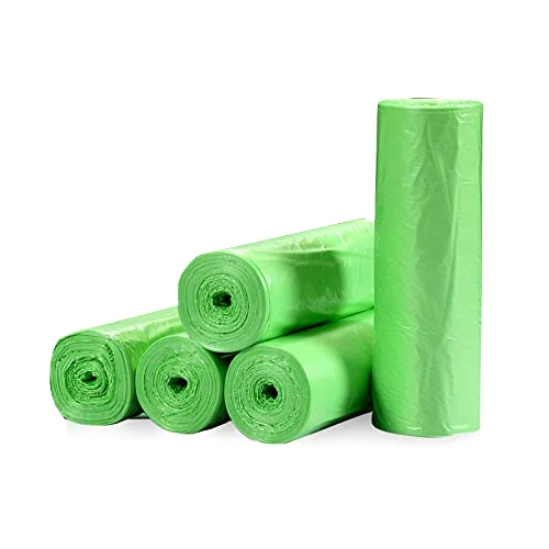 Custom eco friendly compostable  fully biodegradable flat or tshirt plastic garbage bag roll