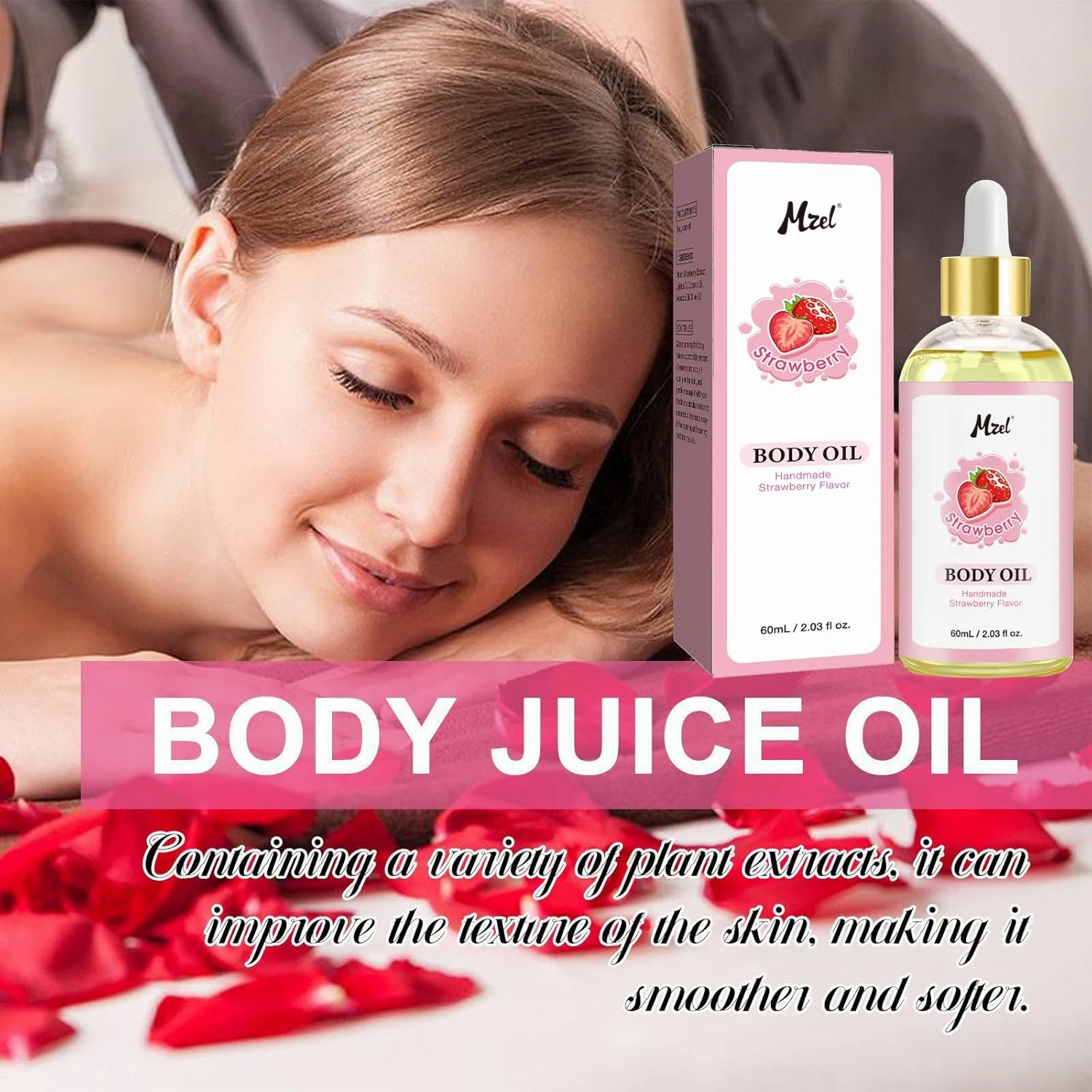 Private Label Pure Natural Body Juice Oil Strawberry Flavor Body Oil Moisturizing Skin for All Skin Types