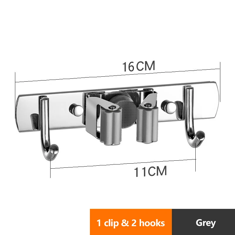 Stainless Steel Wall Mounted Mop Broom Holder  Organizer Non-Slip Screws or Self Adhesive Storage Rack Hangers