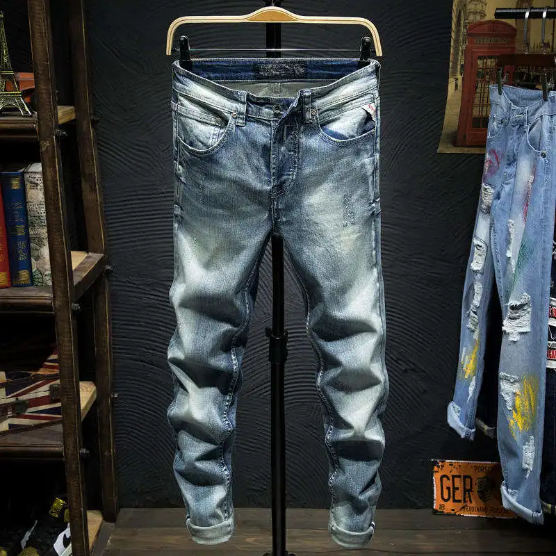 Factory Custom Wholesale Men's Clothing Demin Trousers Casual Straight Pants Plus Size Jeans Vintage Slim Woven 100% Cotton