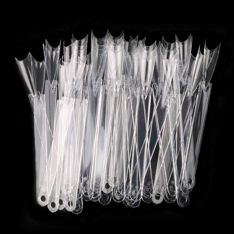 OEM/ODM 50 Tips Fan Shape Plastic Nail Color Display Tips Polish Board Display Practice Sticks with Metal Split Ring Holder