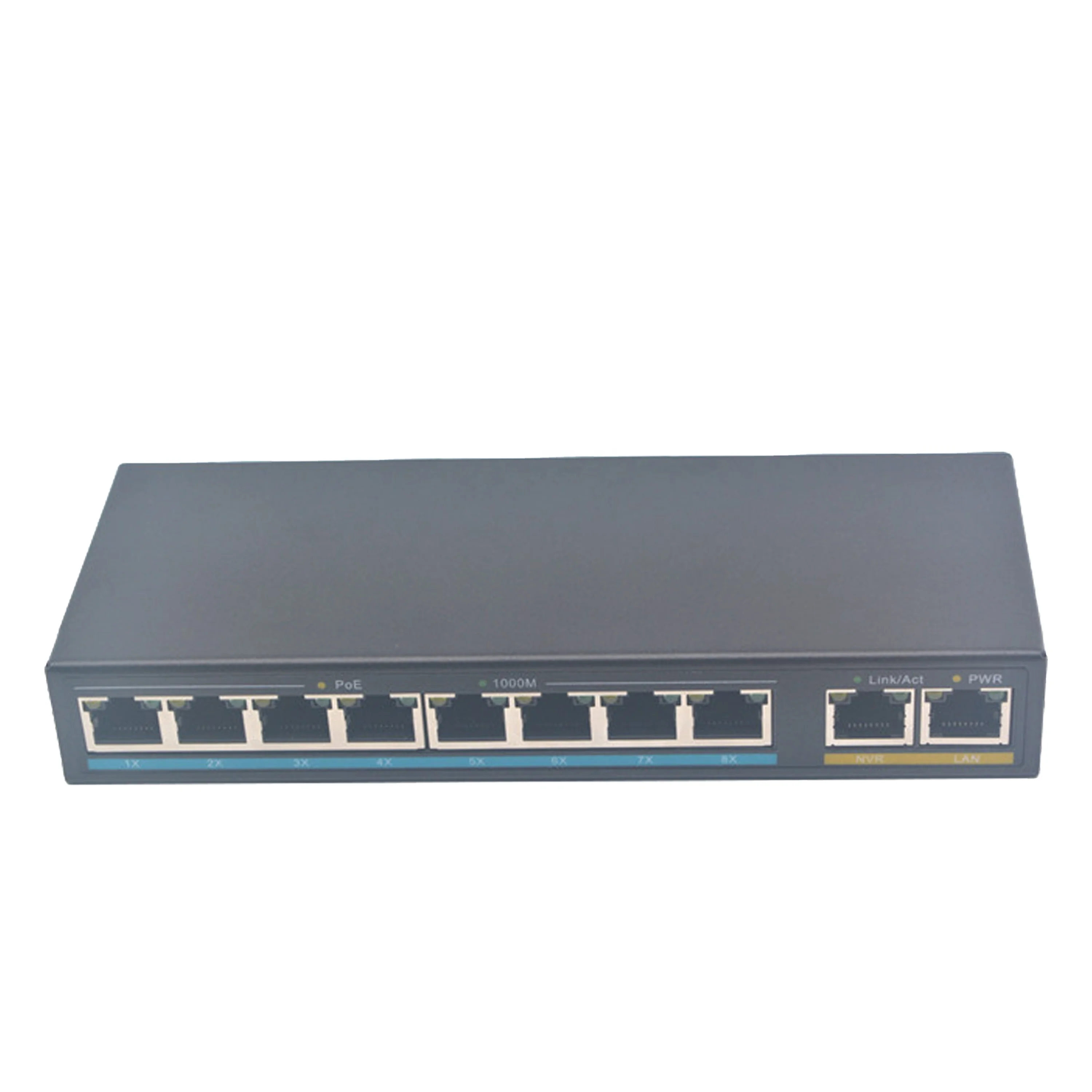 2pcs 1000M  UP Link+8 pcs 100M/1000M POE port optioned DC 12V 1A poe switch