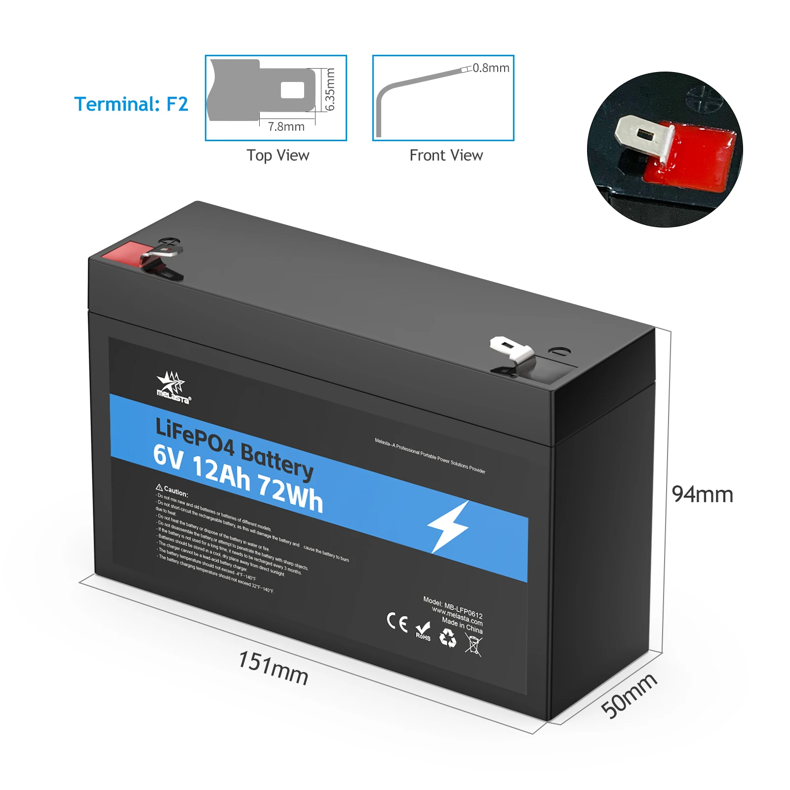 6v 12ah Deep Cycle Electric Bike Battery Three Wheeler Escooter Battery 6v Lifepo4 Battery For Animal Ride