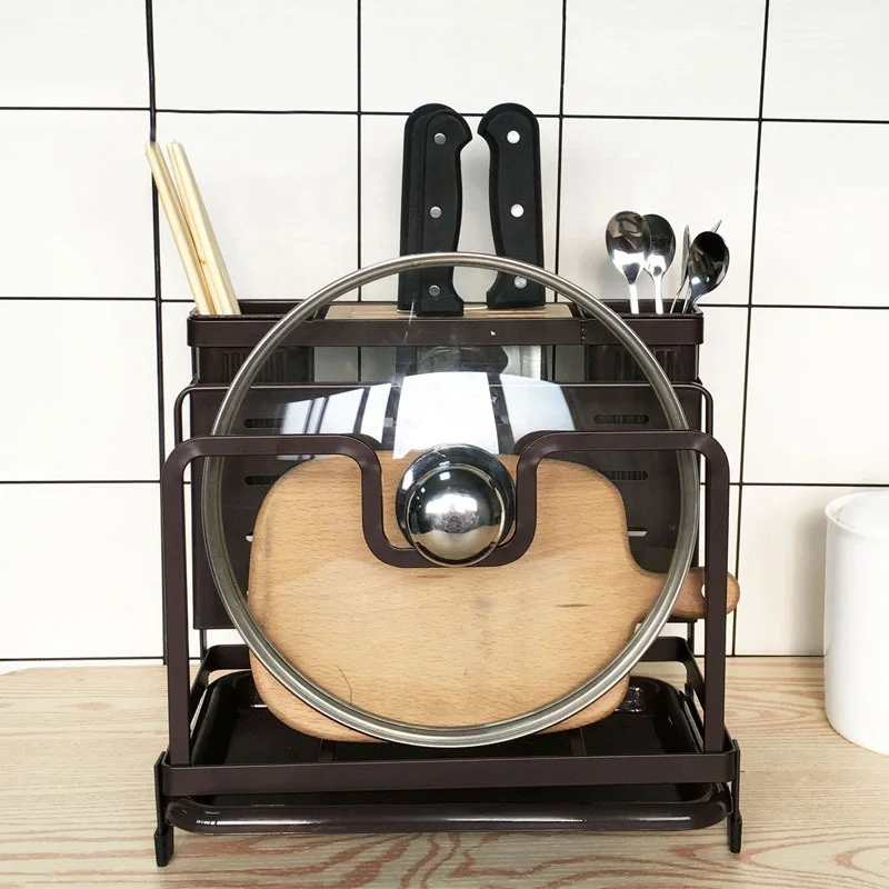 Kitchen shelves cutting board pot lid knife holder multifunction tableware storage shelf