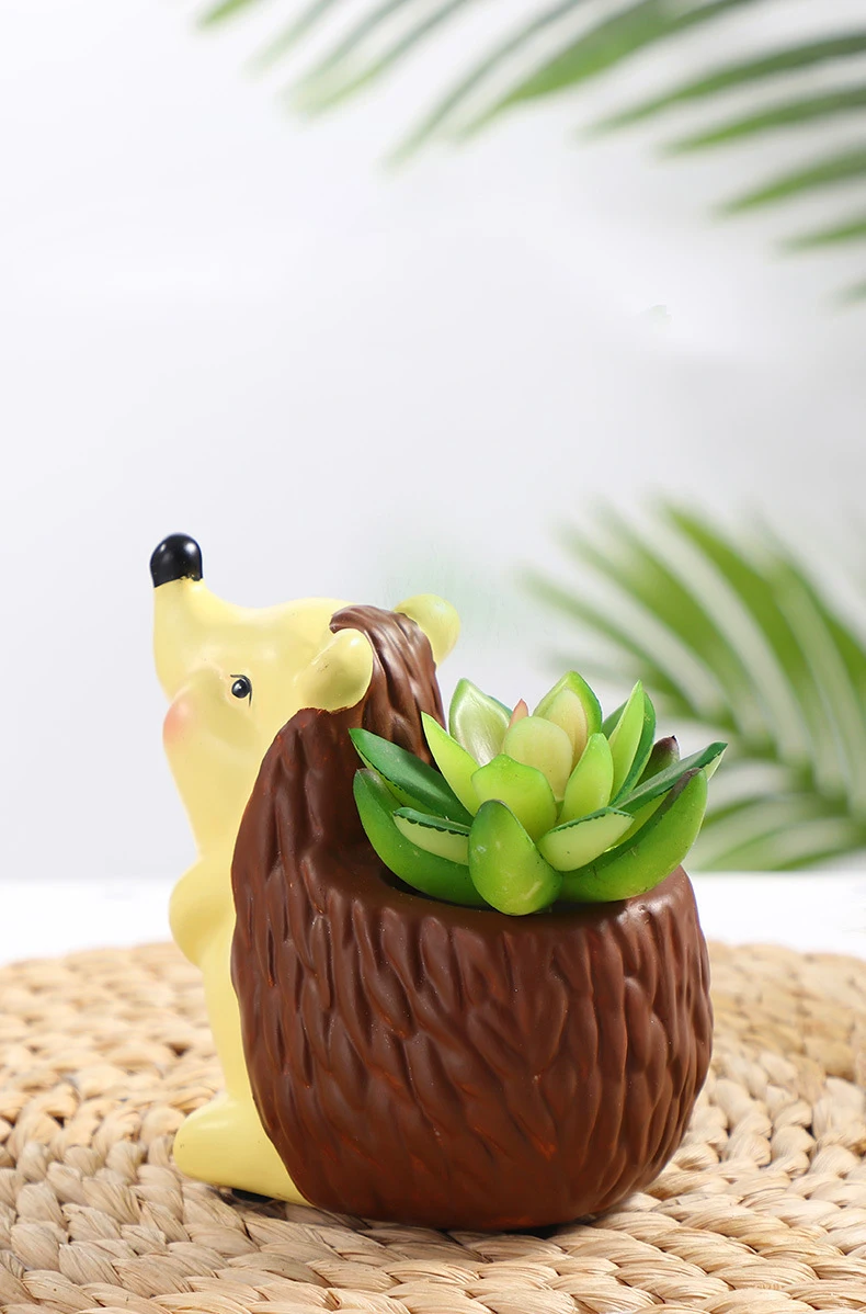 Cross-border resin crafts Halloween new cartoon hedgehog flower pots succulent home furnishings custom desktop furnishings