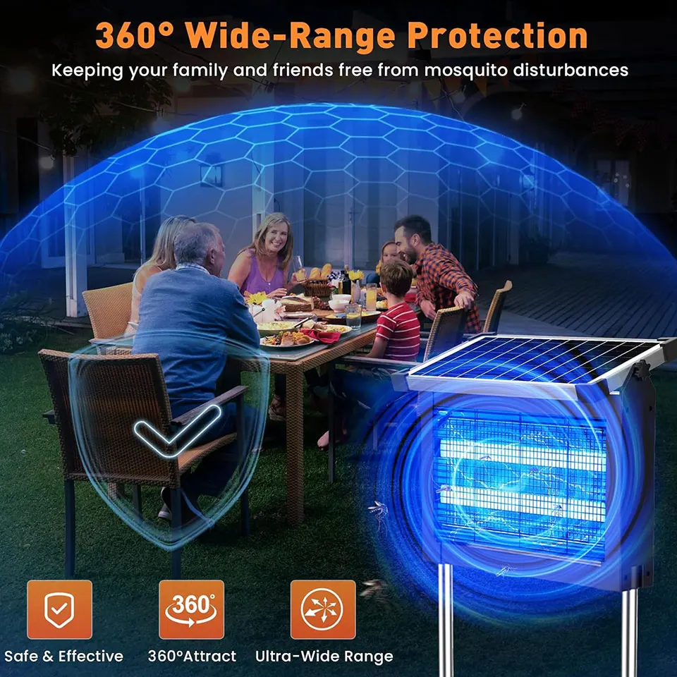 10W/20W Solar Power IP65 Bug Zapper Anti Mosquito Lamp Pest Control Outdoor Electric Mosquito Control Lamp