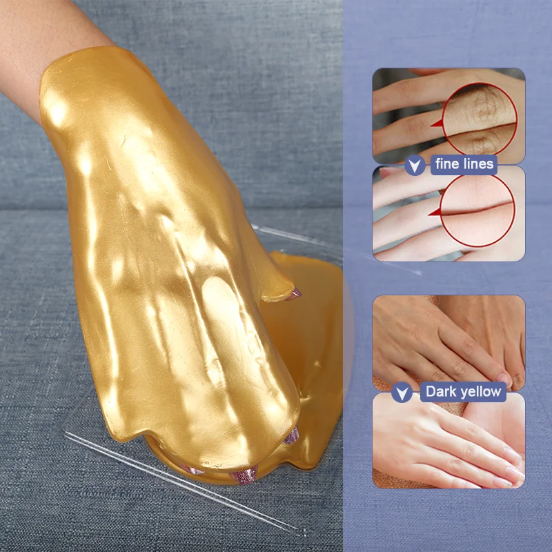 2022 OEM Nourishing whitening jelly hydrating anti-wrinkle 24k gold crystal collagen hand mask