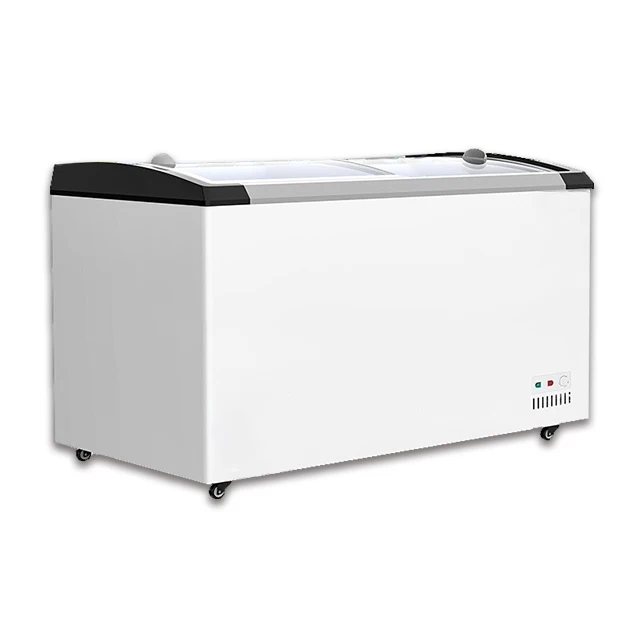 Good Quality Display Mini Deep Led Lights Refrigerator Curved Sliding Door Ice Cream Showcase Freezer