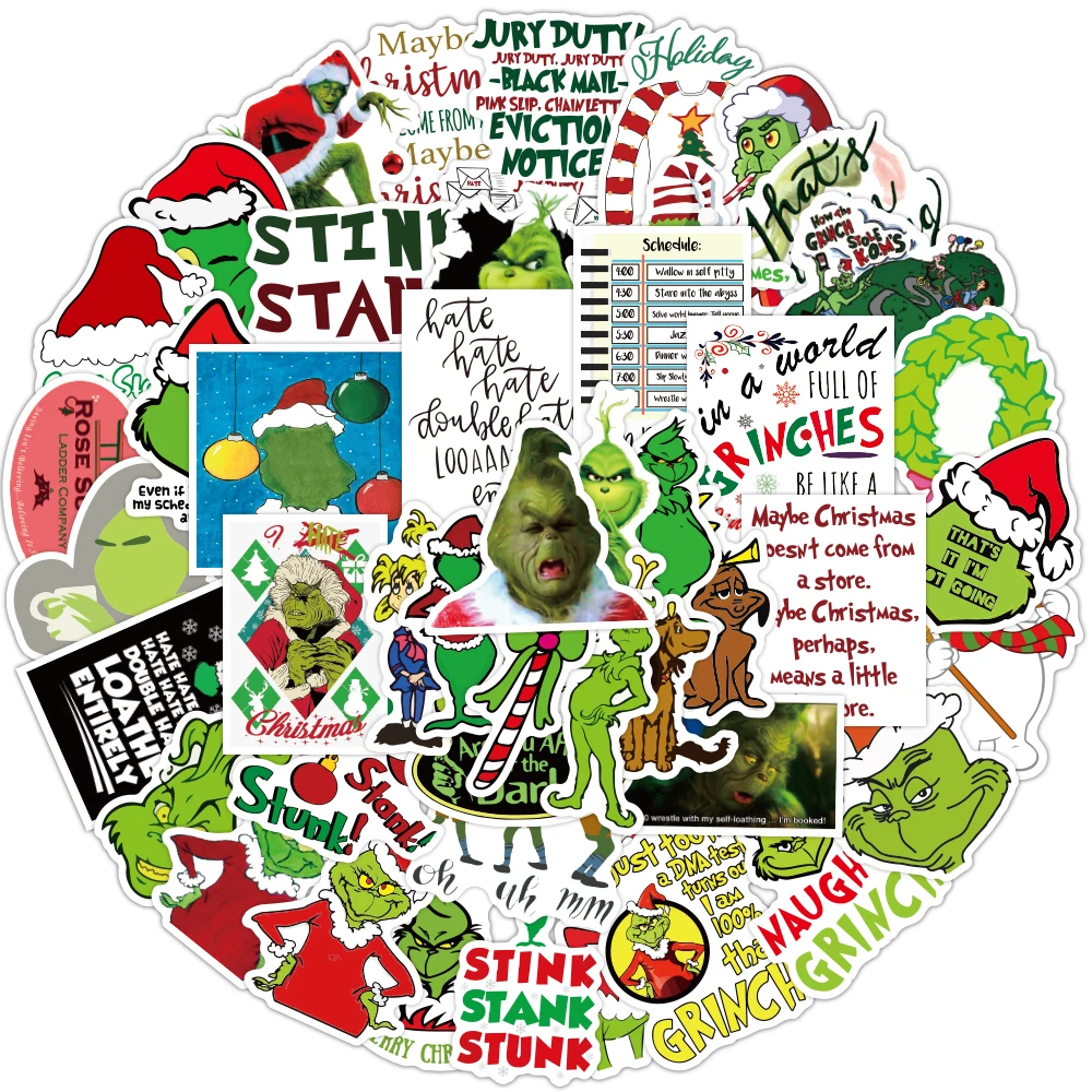 50 рождественских наклеек от зеленого детского чемодана компьютерные граффити водонепроницаемые/Настраиваемые