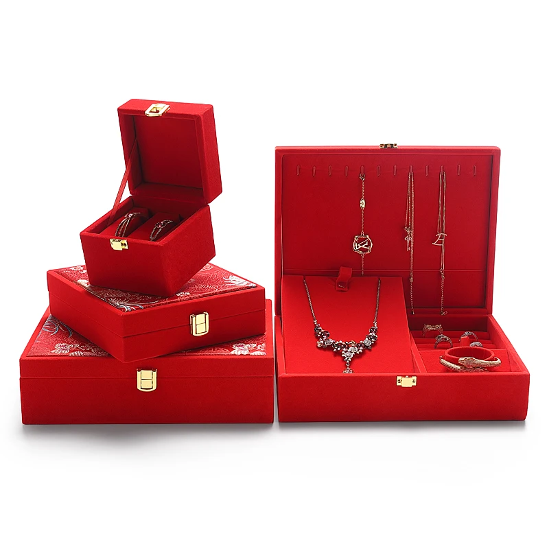 Digu hardware dowry jewelry box Wedding bride price box ring necklace bracelet jewelry set box