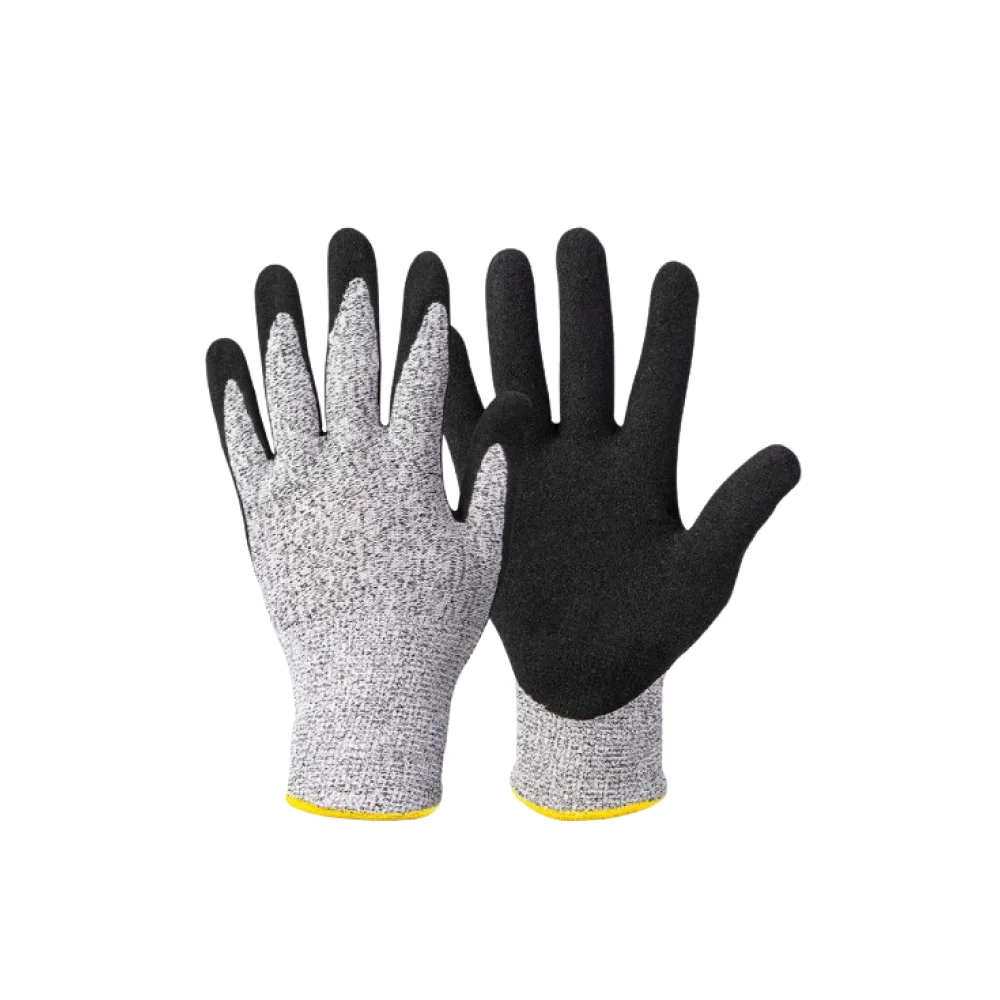 Ansi A5 A4 Pu Coated Security 5 S 21 Yarns Latex Crinkle Coated 304 Stainless Steel Metal Anti Cutting Gloves