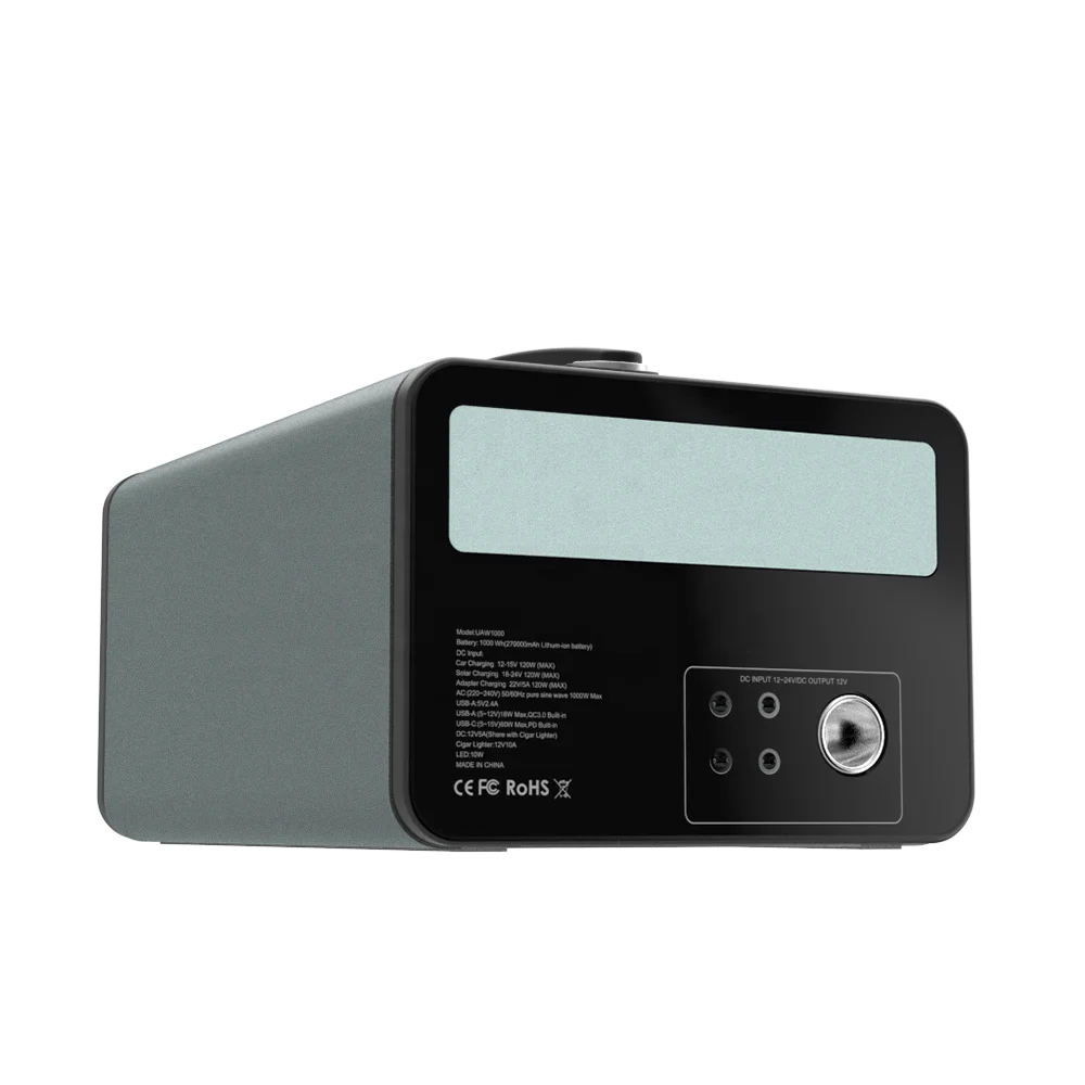 Portable Power Station 1000Wh Backup Lithium Battery 110V/220V Pure Sine Wave AC Outlet Solar Generator for Outdoors Travel Hunt