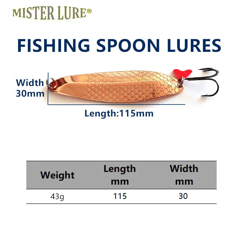 MISTER LURE manufacturing 43g coppery sliver golden color metal sequins spinner lure trout spoon fishing lures