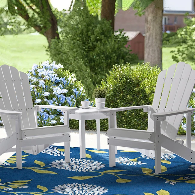 Classic patio garden waterproof cupholder plastic wood furniture outdoor Backyard durable back armchair hdpe adirondack chair