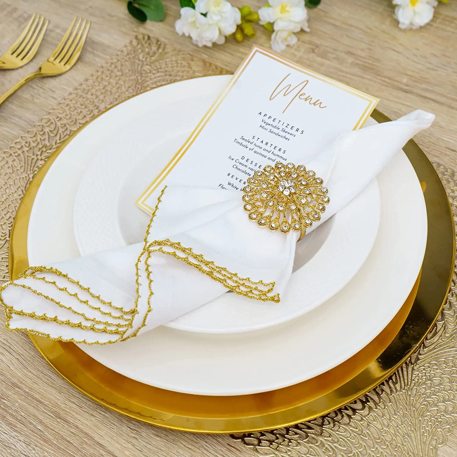 Wedding Decoration Silver Gold 13 inch 33cm Stainless Steel Round Charger Plates