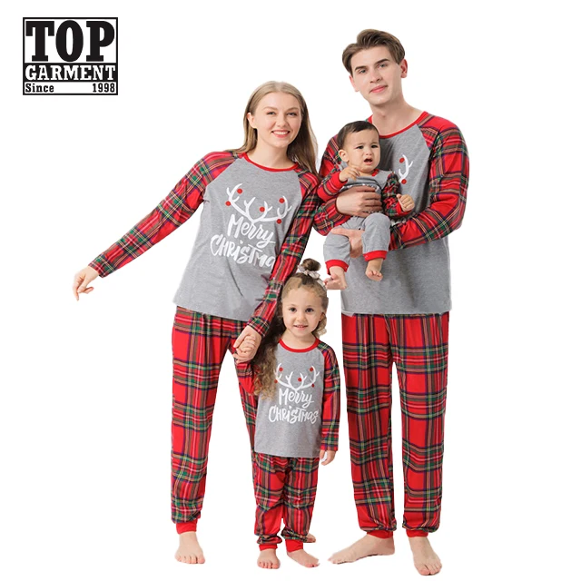2021 New holiday pajamas red and white striped matching pyjamas set family christmas pajamas set
