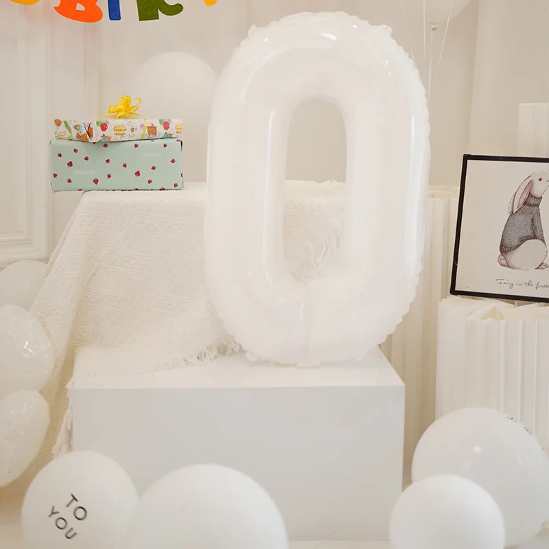 Large 32 inch number balloon 0-9 white number foil balloons for birthday anniversary wedding party decor supplies
