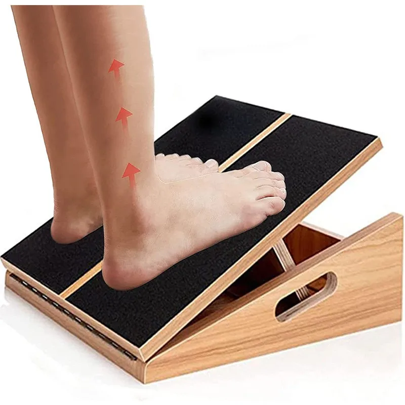 Adjustable Wooden Wedge Footrest Single-Tier Standing Type Slant Board for Calf Stretching Squats Incline Stretch