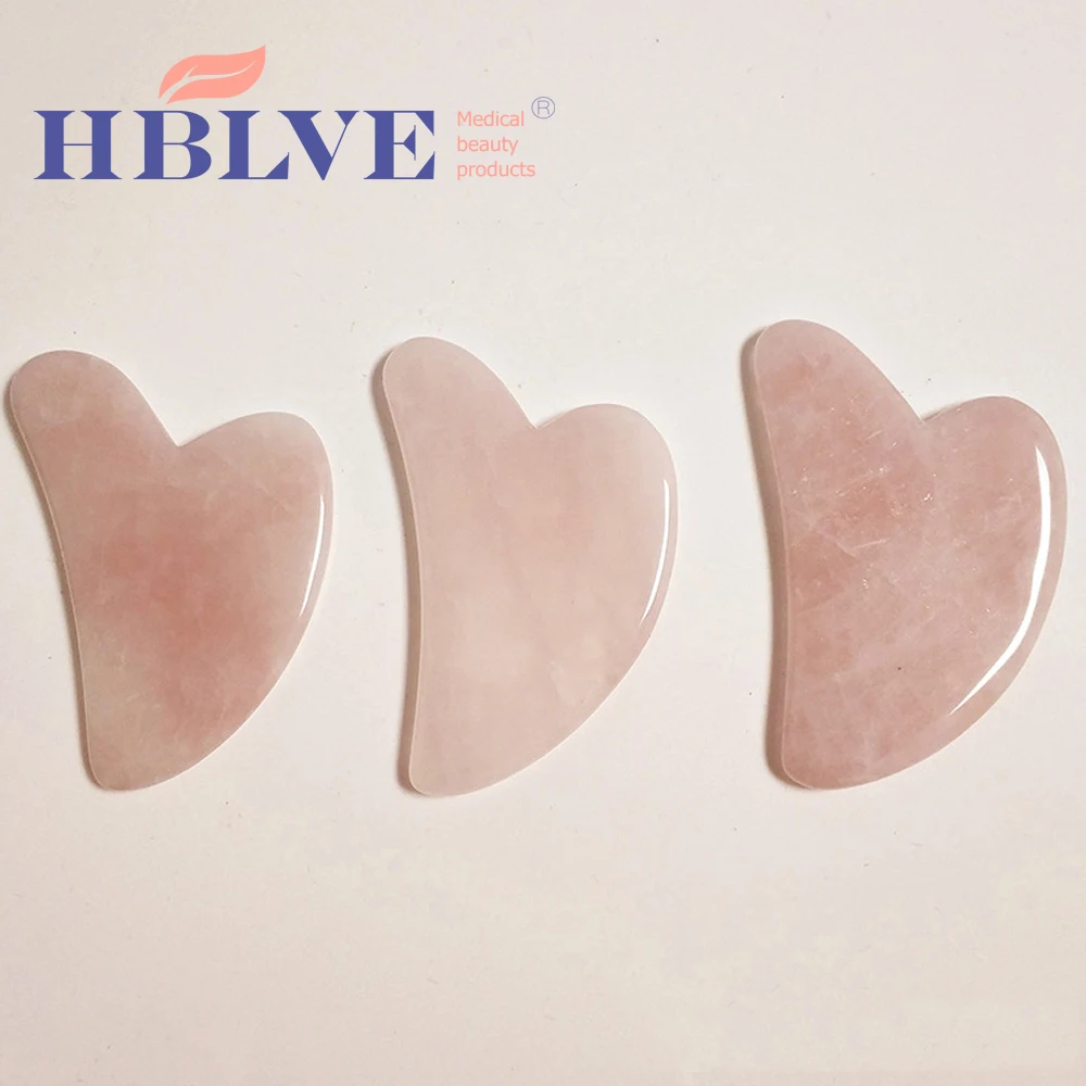 Beauty Salon Personal Skin Care Handheld Massage Rose Quartz Pink Jade Roller Set