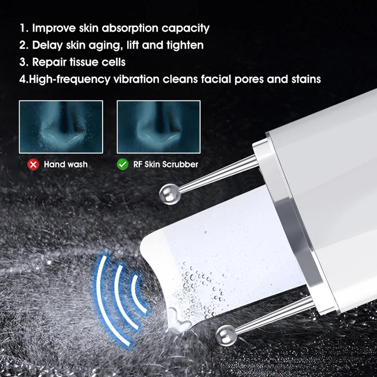 Wireless Professional Ultrasonic Peeling Spatula Equipment RF EMS Cleansing Household Facial Clean Skin Scrubber