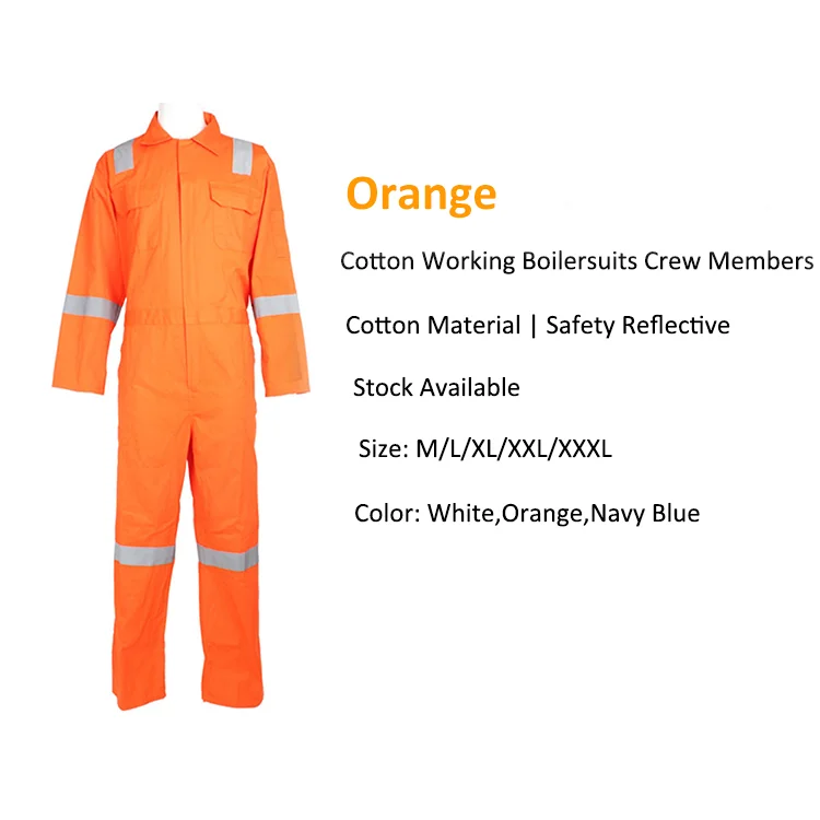 190gsm workwear uniform suit with reflective tape marine coverall overalls working boilersuit 100% cotton