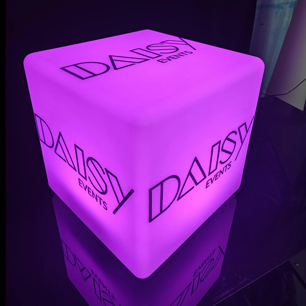 Garden Patio Led Furniture Customized Displaying Outdoor Led Cube Light with Logo Printed Party Event Cube Seat and Table