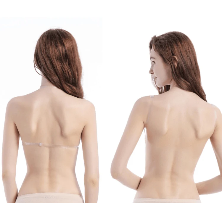 Women Hand Shape Silicone Adhesive Thick Sponge Lift Gather Backless Strapless Front Push Up Invisible Bra