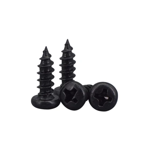 Chinese Factory Self Tapping Bolts ST2 to ST8 Cross Recessed Carbon Steel Black Phillips Pan Head Screws DIN7981 For Sale