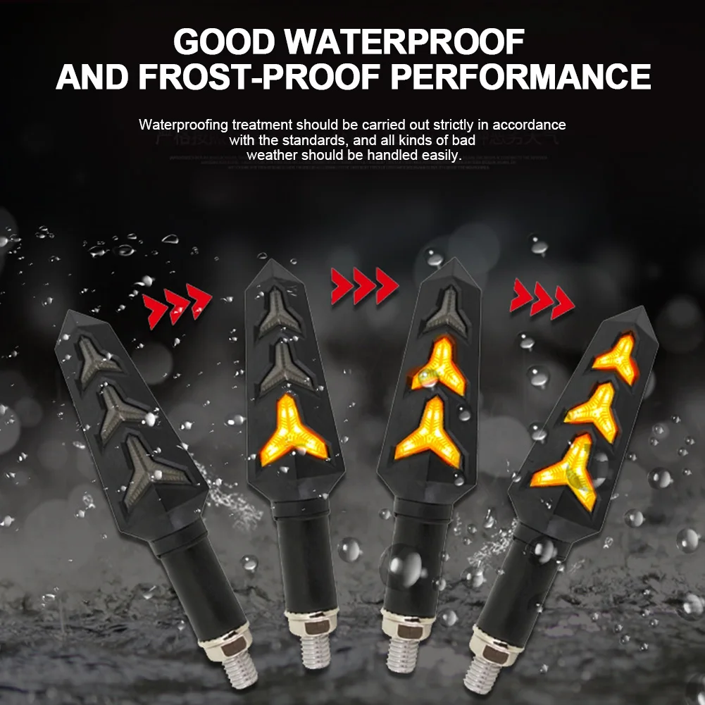 
Universal 12V Fishbone Y-Shaped Motorcycle led turn signal Turning Light Sequential Flowing Water Indicator Moto LED Lamp 