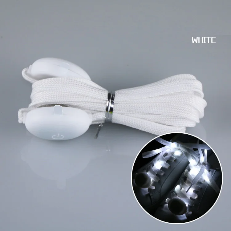 White Shoelaces Light Up Running Shoe laces Nylon 3 Modes 7 Colors flashing Shoestrings LED Light Up Shoelaces for Night Party