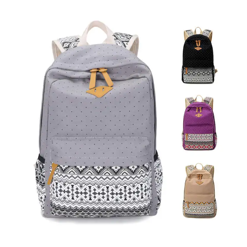 YS-B008 2021 custom printed student college canvas girls backpacks university bag fashion backpack for women