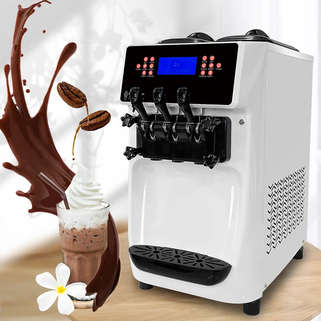 2022 Goshen Newest Popular Design Double System Italian Commercial Mini Table Top Soft Serve Ice Cream Maker Making