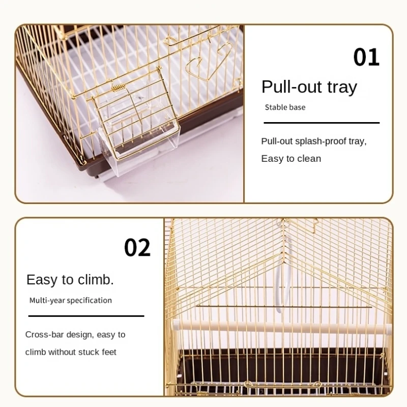 Wholesale Luxury Bird Cages Parrot Mynas Pearl Bird Breeding Cage Use Gold Iron Wire