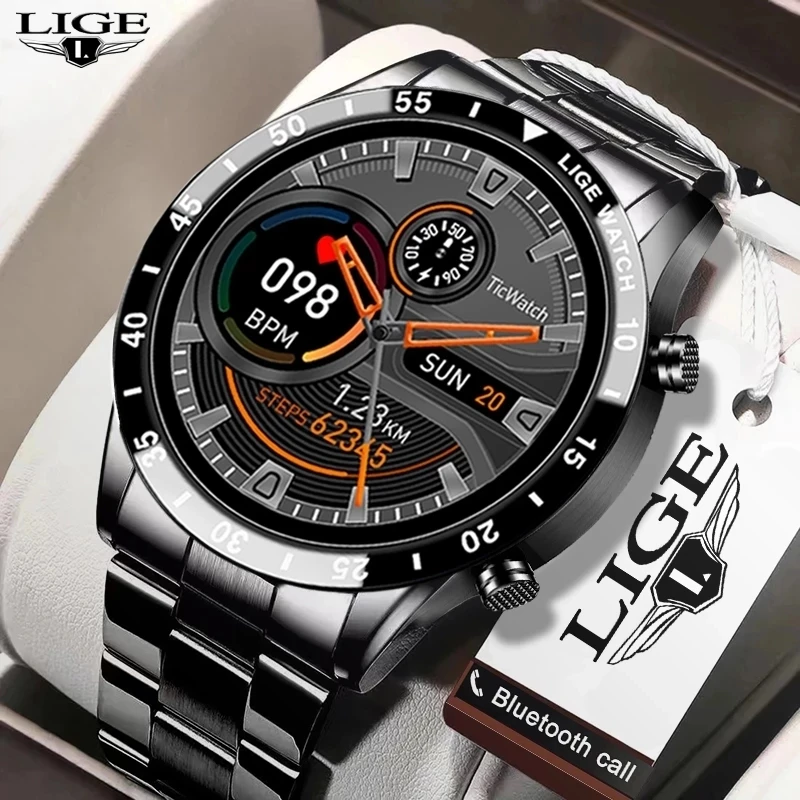 2022 новые умные часы Lige BW0189 для мужчин вызова Ip67 водонепроницаемый полный сенсорный экран Android Ios спортивные занятий