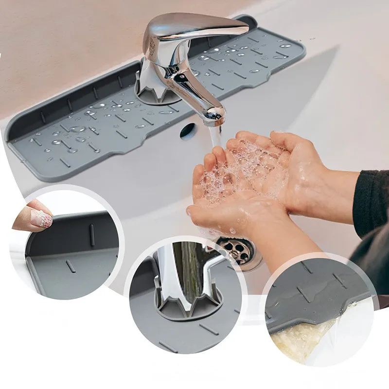 Silicone Kitchen Kitchenware Accessories Washers Faucet Absorbent Mat Faucet Handle Drip Catcher Tray Sink Splash Guard