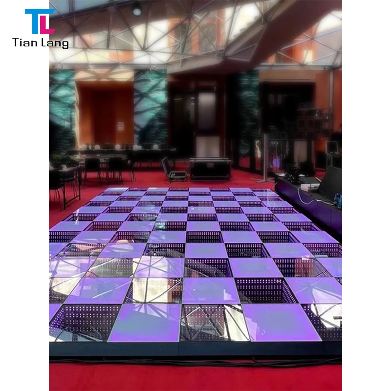 Romantic 50*50 cm digital 3D golden led mirror dancing floor for wedding stage disco dj