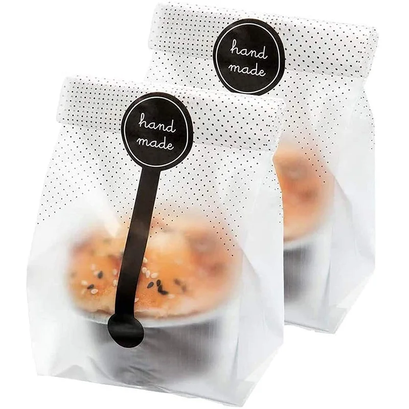 200pcs Hand made Stickers Packaging Label for Cookie Cake Chocolate Candy Snack Wrapping Good for Bakery Party Supplies