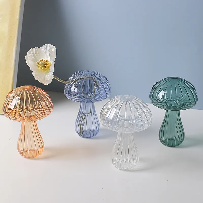 Hydroculture Vase Planter Decor Mushroom Glass Small Glass Modern Minimalist Flower Solid Birthday Glass & Crystal Vases