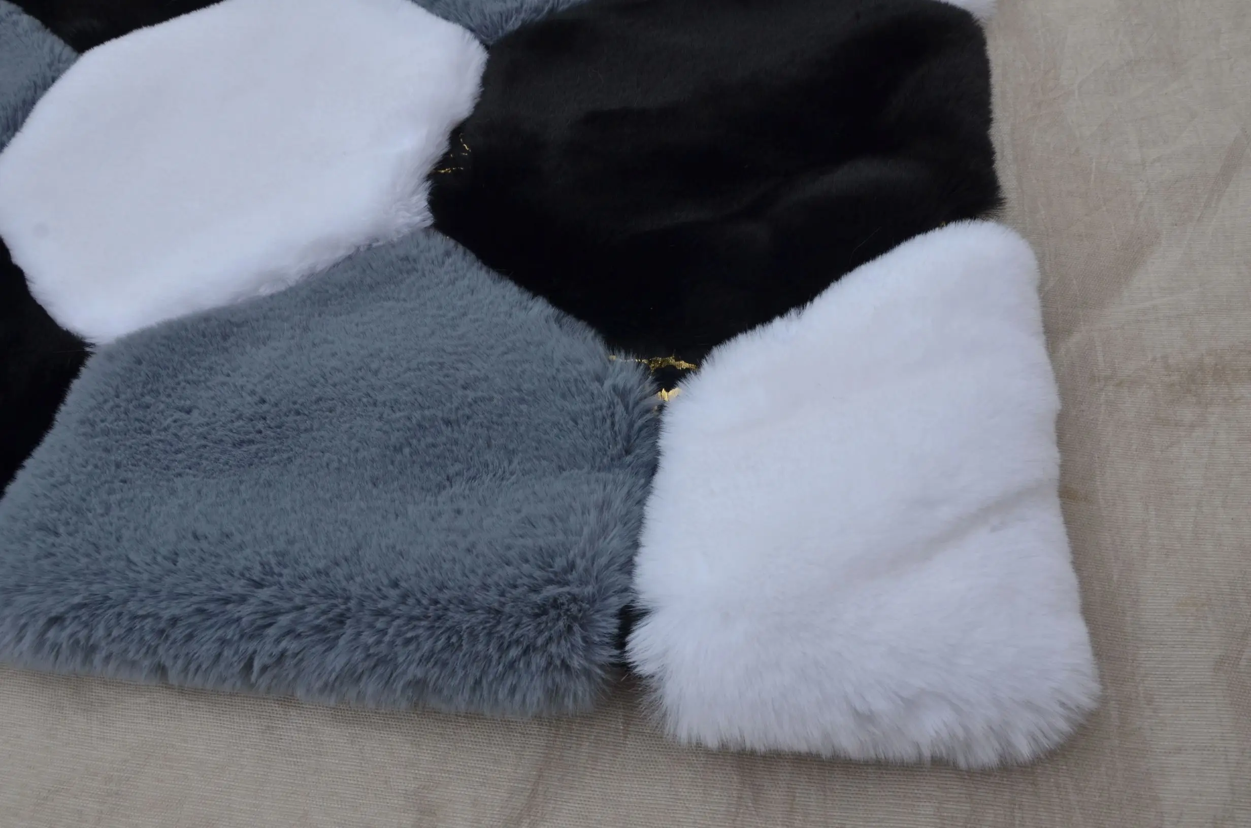 Faux Rabbit Fur Carpet For Bedroom Fluffy Floor Mat Patchwork Rug Living Room