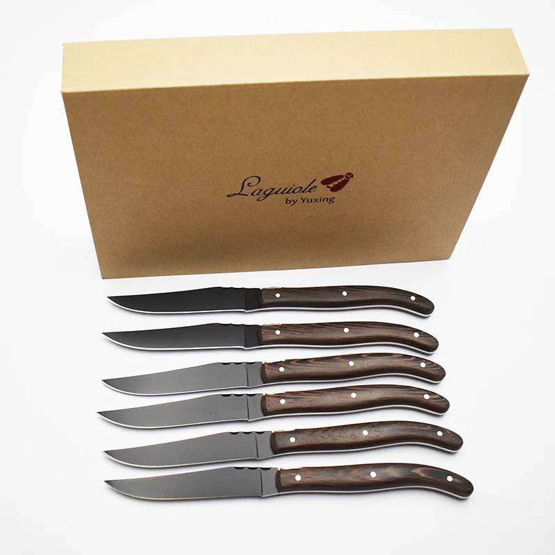 Laguiole Stainless Steel Steak Knife with Wood Handle Sharp Carbon Steel Bee Kitchen Knife for Food Commercial Use