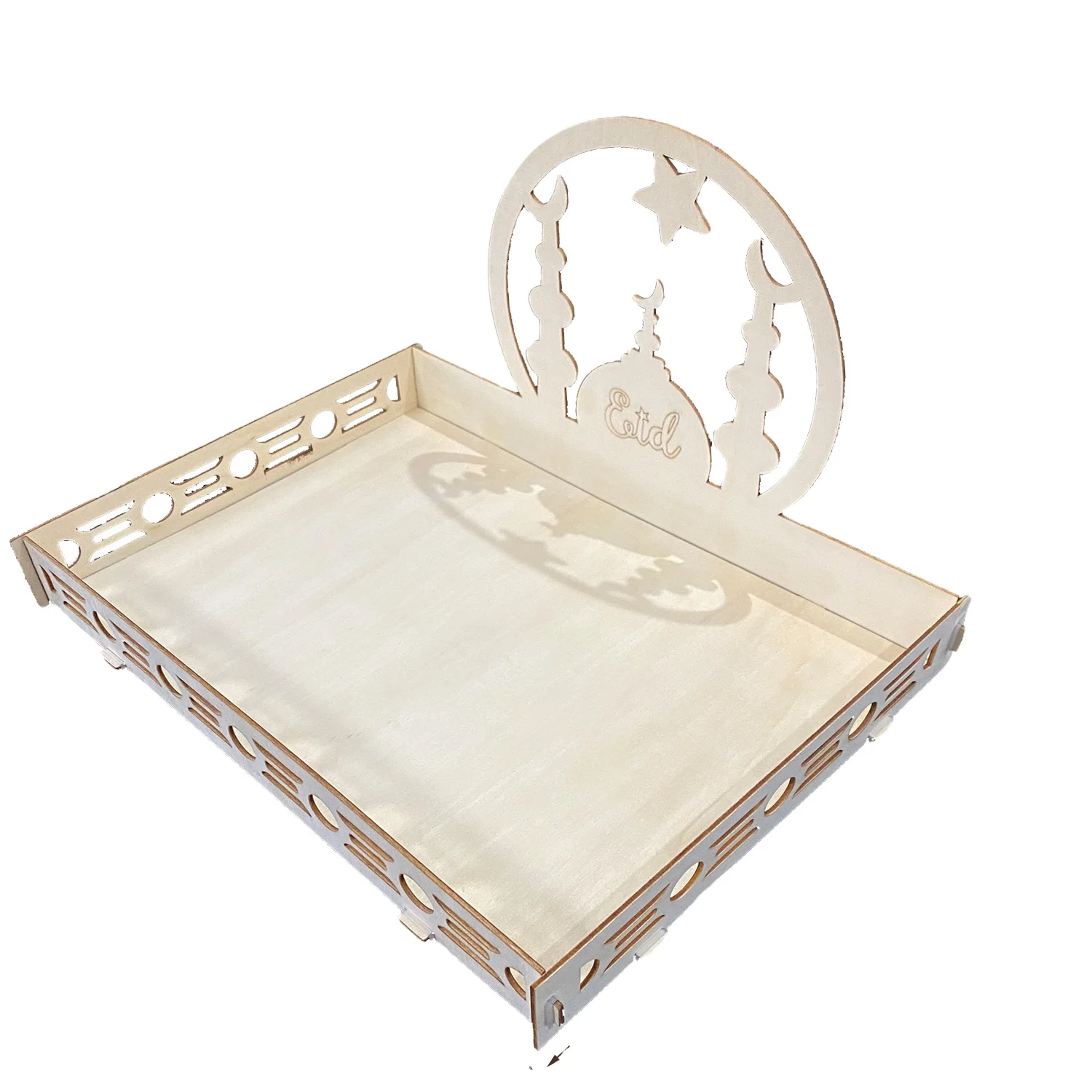 
 Домашний Деревянный Поддон Eid al Fitr поделки дисплей квадратный деревянный поддон для закусок подарки и украшения поделки  