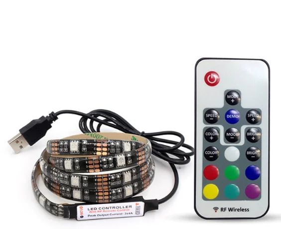 Decorative 7.2W 30LED DC5V RF Remote Controller SMD 5050RGB TV LED Flexible Strip