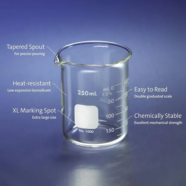 Shanghai Heavy Duty 10ml 250mL 1000ml Glass Beaker Double Scale