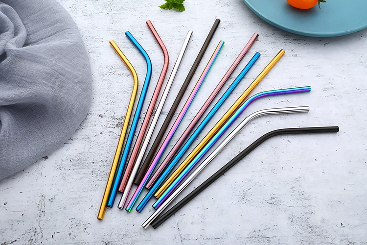 Hot Sale Reusable 304 Stainless Steel Drinking Straws Custom Tea Metallic Straw With Paper Box
