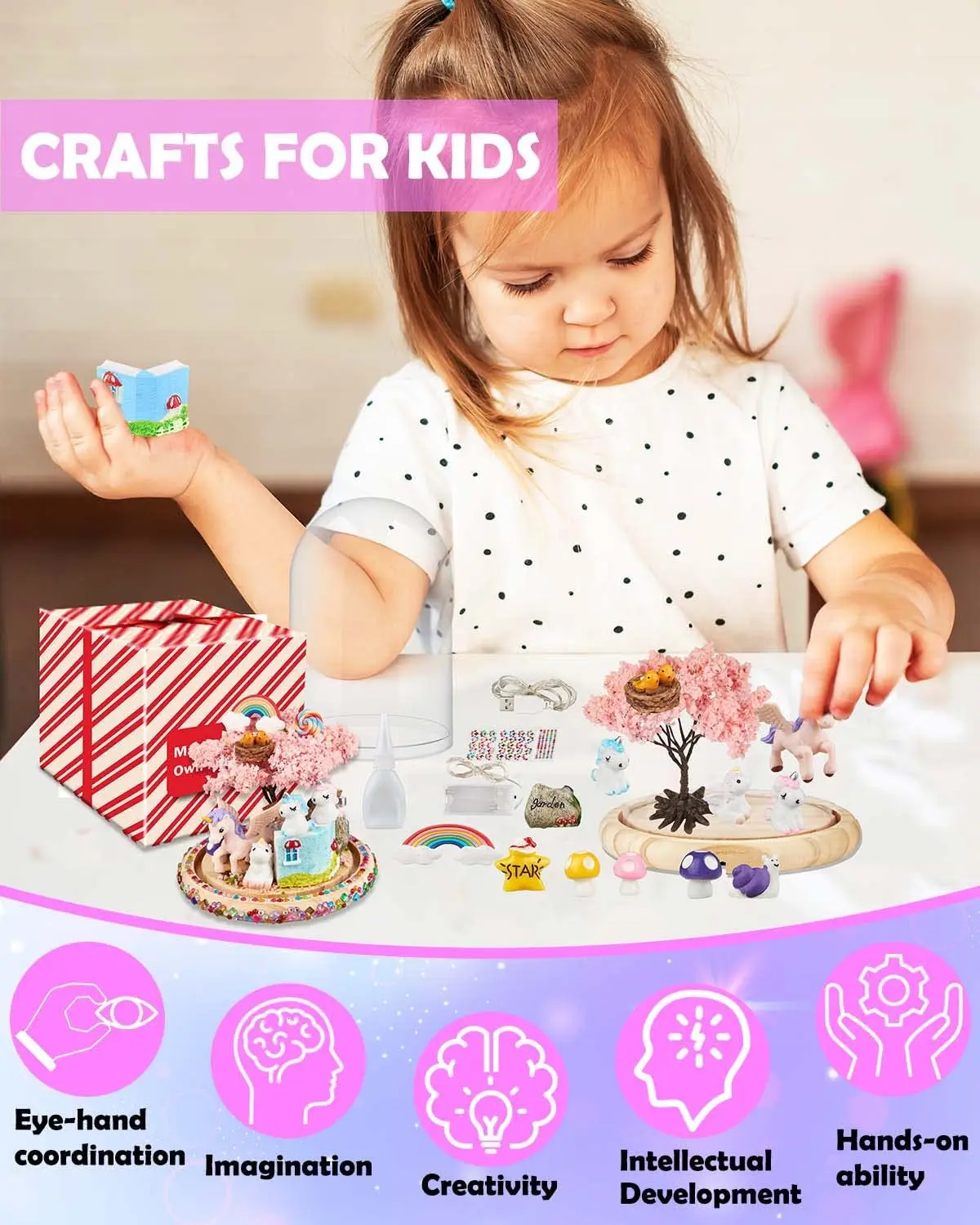 Hot Selling Unicorn Mini Light-up Toys DIY Night Light Craft Kit Arts And Crafts Toy For Girls