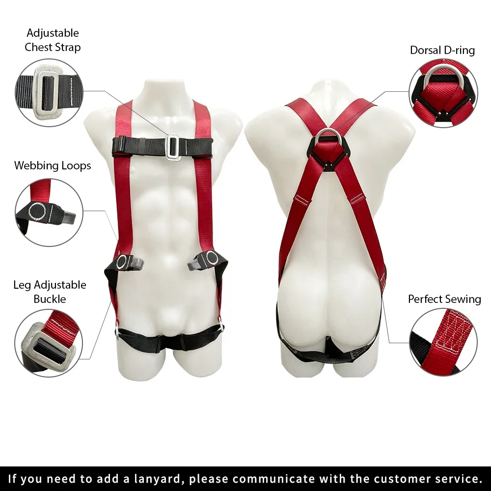 Factory Manufacture Outdoor Tree Climbing Rescue Full Body Harness Fall Protection Equipment Adjustable Construction Safety Belt